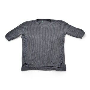 Stile Benetton Gray Crewneck Lace-Side Layered Sweater M
